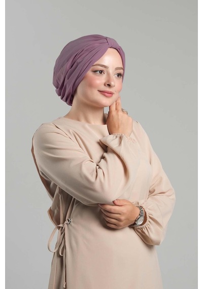 Hürrem Bone Gül Kurusu Pratik Hazır Geçmeli Tesettür Bone Sandy Pileli Salaş 2121 18 Gül Kurusu Gülkurusu