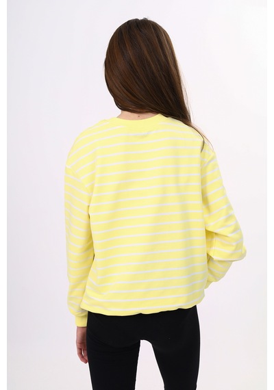 Toontoy Kız Çocuk Çizgili Sweatshirt Açık Sarı