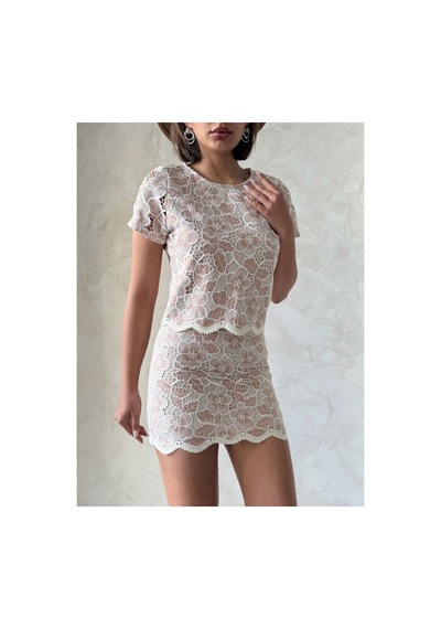 Verymoda Dantel Bluz D2768 Pudra