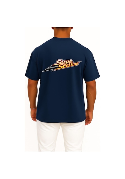 Bahriyeli Collection Oversize Supa Strikas Cep Ve Sırt Tasarımlı Unisex T-shirt Lacivert