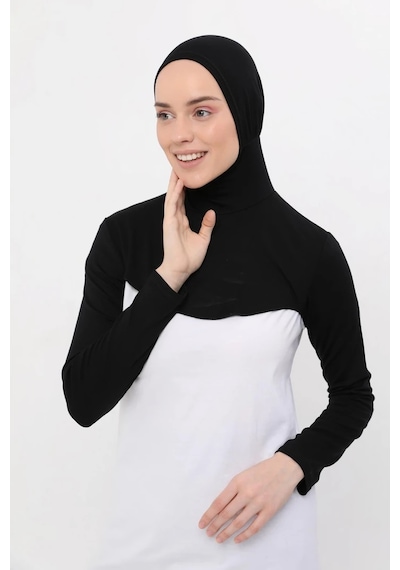 Altobeh Boyunluklu Boneli Uzun Kolluk Siyah Çok Renkli