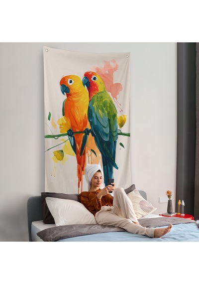 Daldaki Renkli Pağanlar Duvar Örtüsü-7566