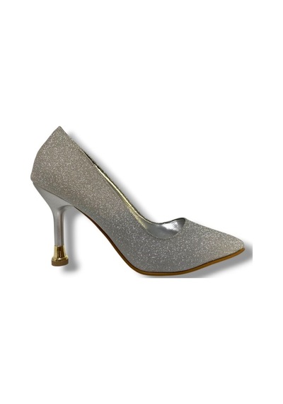 Cshoes 751-25 Simli İnce Topuk Kadın Stiletto GÜMÜŞ