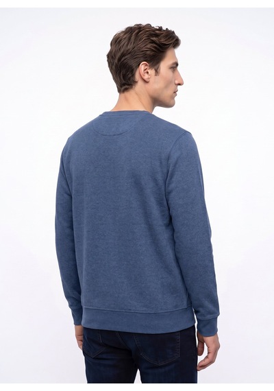 Mustang Mavi Erkek Basic Nakışlı Sweatshirt M6wm-swt1590 Indigo