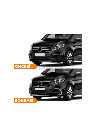 S-dizayn Mercedes Vito W447 Makyajlı Krom Ön Tampon Alt Çıtası 3 Prç. 2024 Üzeri A+ Kalite