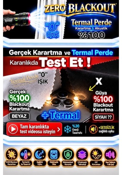 Silver Termal Akustik Blackout Karartma Perde - Isı Yalıtımlı Güneşlik - Pilesiz Tek Kanat - Gri