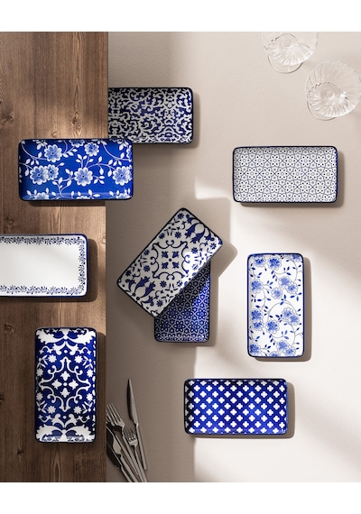 Madame Coco Reve Bleu Mais Dikdörtgen Tabak Seti - 22 Cm - Mavi/beyaz 8684427358405 Çok Renkli