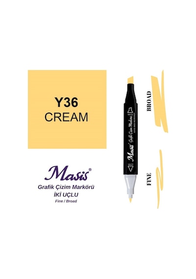 Çift Uçlu Marker Grafik Çizim Kalemi 36 Krem