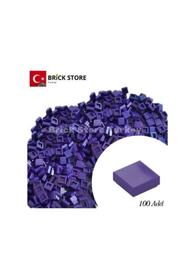 Yedek Parçalar, 100 Adet 1x1 Tile Düz Fayans Parçası, Koyu Mor Dark Purple , 3070