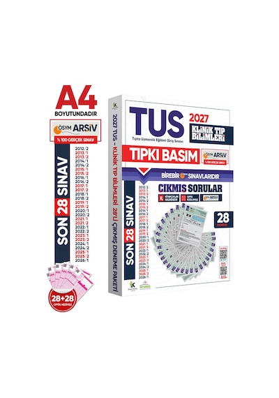 2027 TUS Temel&Klinik Tıp Bilimleri ÖSYM Çıkmış Soru Tıpkı Basım Son 15 Yıl 56lı Deneme Kitapçığı