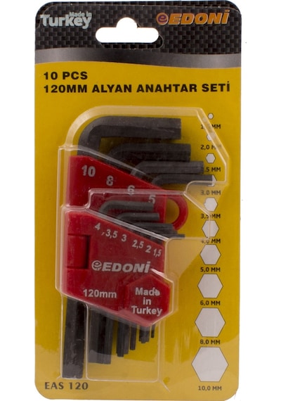Edoni 10 Parça Alyan Allen Anahtar Seti 120 Mm N11.23199