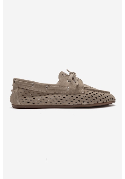 Luvi Shoes Stevo Kum Süet Hakiki Deri Delikli Bağcıklı Kadın Loafer Ayakkabı