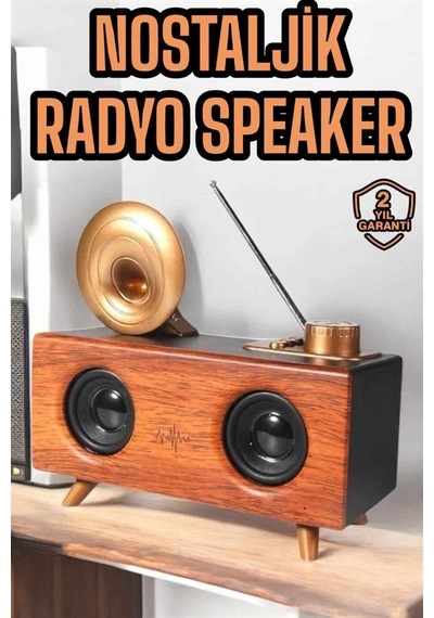 Çalar Radyo Müzik Kutusu Nostaljik Hoparlör Speaker - 5000
