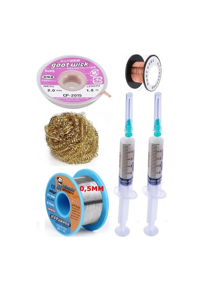 Mechanic/ Lehim 40g 0,5mm Havya Ucu Temizleme Teli Lehim Toplama Cp-2015 Emme Teli 2,0mm Lehimleme Set01