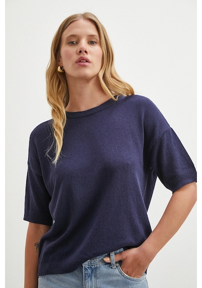 Never More Bisiklet Yaka Triko T-shirt Lacivert