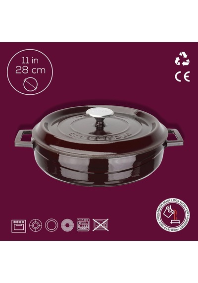 Metal Premium Serisi - Döküm Çok Amaçlı Tencere, Yuvarlak, 28 Cm, Majolik Mor Belirtilmemiş