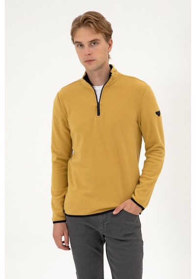 U.S. Polo Assn. Erkek Regular Fit Hardal Polar Yarım Fermuarlı Basic Sweatshirt 50313777-VR151