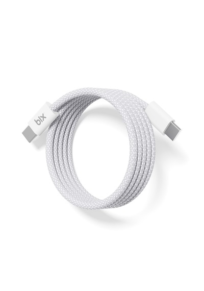 Bix T4cc 65w Usb-c To Usb-c Manyetik Tasarımlı Örgülü Hızlı Şarj Ve Data Kablosu 1 Metre Beyaz