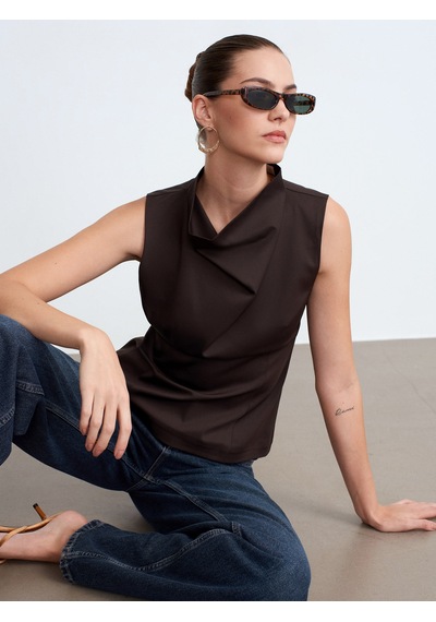 Dilvin 50539 Drapeli Bluz-kahve