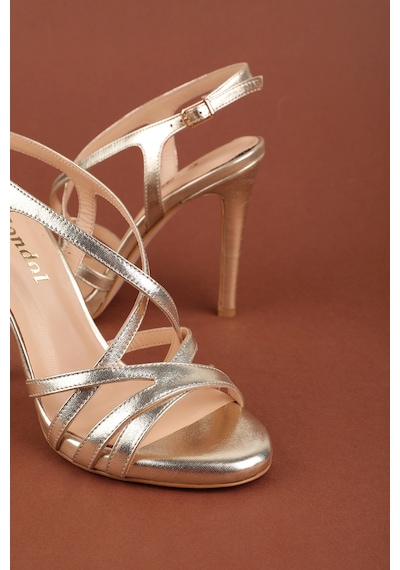 Gondol Kadın Hakiki Deri İnce Stiletto Topuklu Abiye Ayakkabı Brgl.6226 Gold