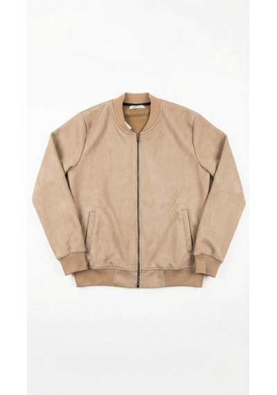 Efnaz Style Erkek Scuba Süet Kumaş Bomber Hırka Taba