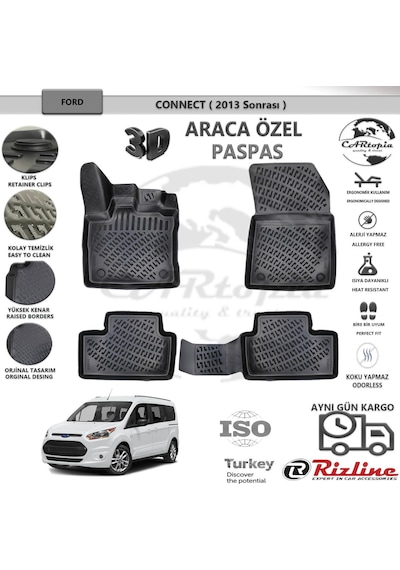 Ford Connect / 2013 Sonrası / Siyah / Rizline Paspas