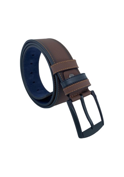 Kahverengi Suni Deri Sarı Dikişli Model 4.5 Genişlik Spor Kemer - 4509-st Kahverengi