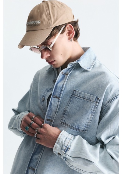 Vamos Oversize Denim Gömlek Açık Mavi