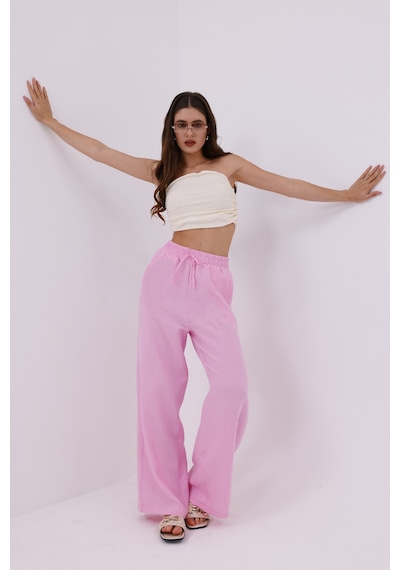 Genius Store Müslin Palazzo Kadın Pantolon Müslin-pantolon Pembe