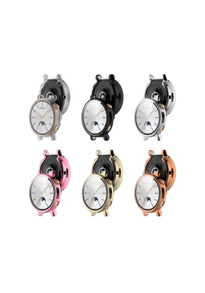Huawei Watch Gt5 46 Mm İçin Full Kaplama Bumper Darbe Emici Silikon Kılıf -siyah