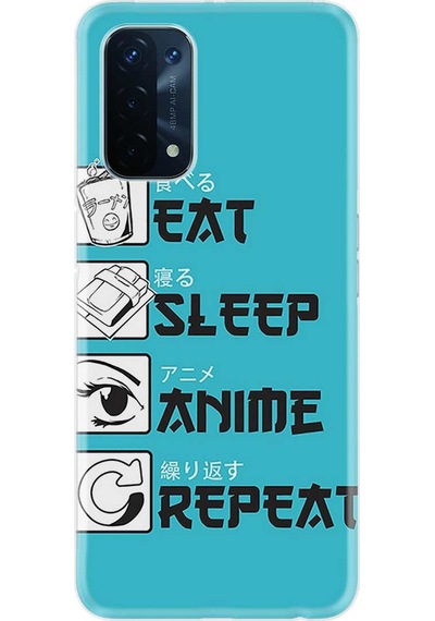 Oppo A74 Kilif Silikon Resimli Eat Sleep Anime-250 508321693