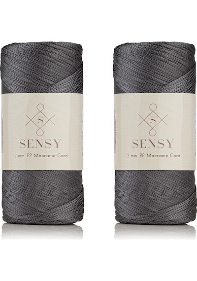 Premium 400 Gr Polyester Makrome Ipi 2 Mm 2li Set Koyu Gri Makrame Ip Supla Çanta Ipi No:4