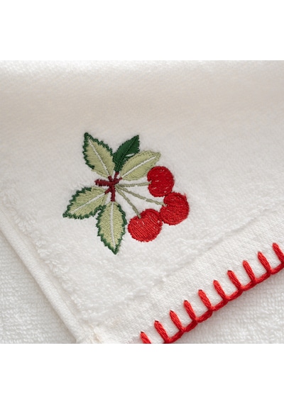 Cherie 3'lü Kurulama Havlusu %100 Pamuk Nakışlı Krem 30x50 Cm Krem-30x50