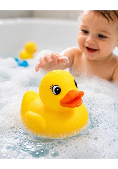 Suda Yüzen Ses Çıkaran Vinil Minik Sarı Ördek Banyo - Havuz - Oyuncağı Bebek Çocuk 3 Adet
