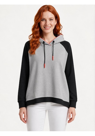 Neden Tekstil Kadın Kapüşonlu Siyah Gri Sweatshirt
