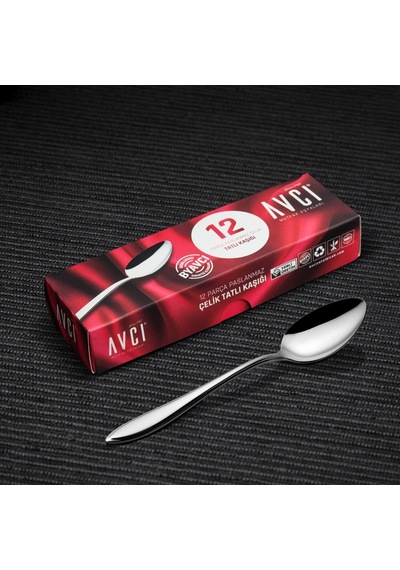 Avcı 12 Adet Tatlı Kaşığı 18/10 Paslanmaz Çelik 2 Mm
