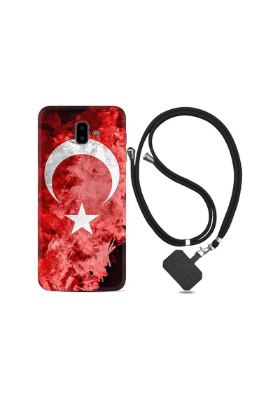 Samsung Uyumlu Galaxy J4 Plus Kılıf Ipli Askılı Şanlı Türk Bayrağı 1315