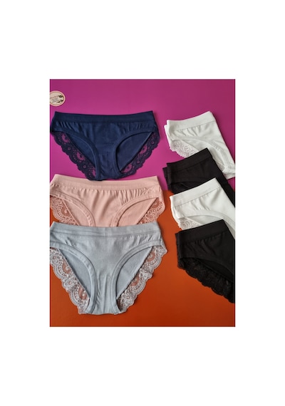 Demirsa Boutique Dantelli, Biye Detaylı Lacivert, Pudra, Mavi, 2 Beyaz Ve 2 Siyah Renk 7'li Modal Kadın Bikini Külot Çok Renkli Demirsa Boutique Dantelli, Biye Detaylı Lacivert, Pudra, Mavi, 2 Beyaz Ve 2 Siyah Renk 7'li Modal Kadın Bikini Külot Çok Renkli