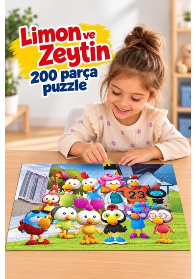 200 Parça Limon Ve Zeytin Puzzle Renkli Karakter Temalı Yüksek Baskı Kaliteli 33 X 48 Puzzle