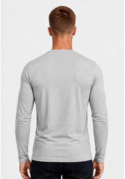 Axxel Erkek Pamuklu Likralı Süprem Uzun Kollu T-shirt-d236 Açık Gri Melanj