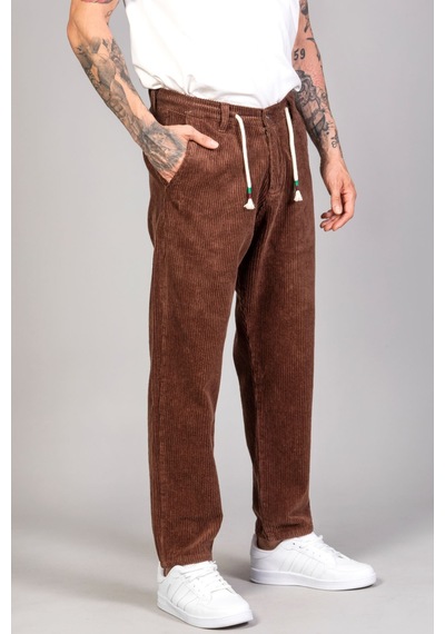 Little Cup Jeans Co Erkek Kahve Baggy Fit Rahat Kalıp Kadife Pantolon Siyah