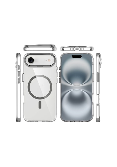 Apple Uyumlu iPhone 17 Air Kılıf M-safe Şarj Özellikli Airbagli Kamera Standlı Zore Azor Kapak - Lacivert Lacivert