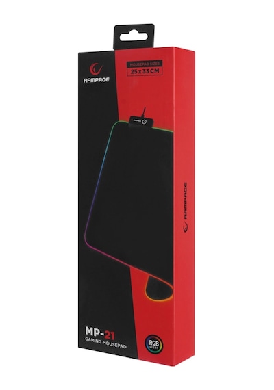 Rampage Mp-21 Pulsar M Rgb 252x328x3mm Rgb Led Gaming Mouse Pad Siyah 1923