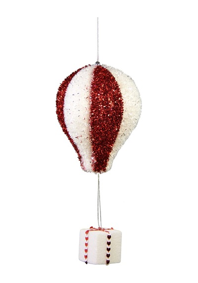 Yılbaşı Süsü Simli Zeplin Balon Kırmızı Beyaz 30 Cm