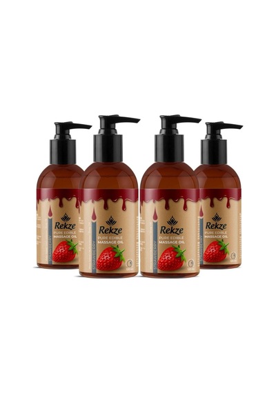 "4'lü Çilek Aromalı Masaj Yağı Seti 120 Ml Aromaterapi Vücut Yağı" - 269047789