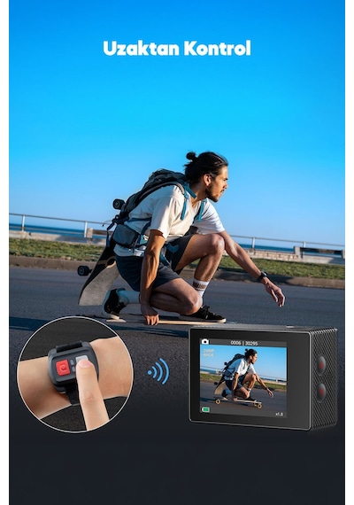 Akaso EK7000 Pro 4K Wi-Fi Aksiyon Kamera ve Süper Aksesuar Seti (Akaso Türkiye 2 Yıl Garantili)