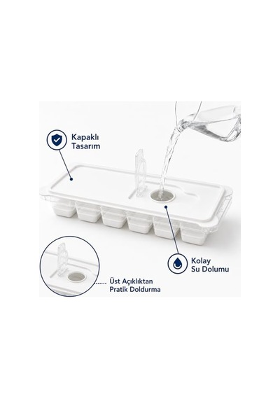 Buz Kalıbı Sert Plastik Gövdeli Pipetli Su Şişesi 500 Ml Beyaz Diğer