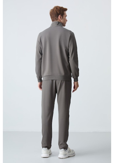 Tommy Life Koyu Gri Pamuklu Kalın Yumuşak Dokulu Comfort Fit Basic Erkek Eşofman Takım - 85260 Koyu Gri