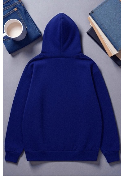 Uyguntarz Unisex Renkli Kurdele Baskılı Kapüşonlu Sweatshirt Saks Mavi Uyguntarz Unisex Renkli Kurdele Baskılı Kapüşonlu Sweatshirt Saks Mavi