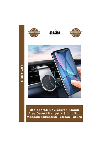 Oto Aparatı Navigasyon Standı Araç Gereci Manyetik Slim L Tipi Mandallı Mıknatıslı Telefon Tutucu Çok Renkli